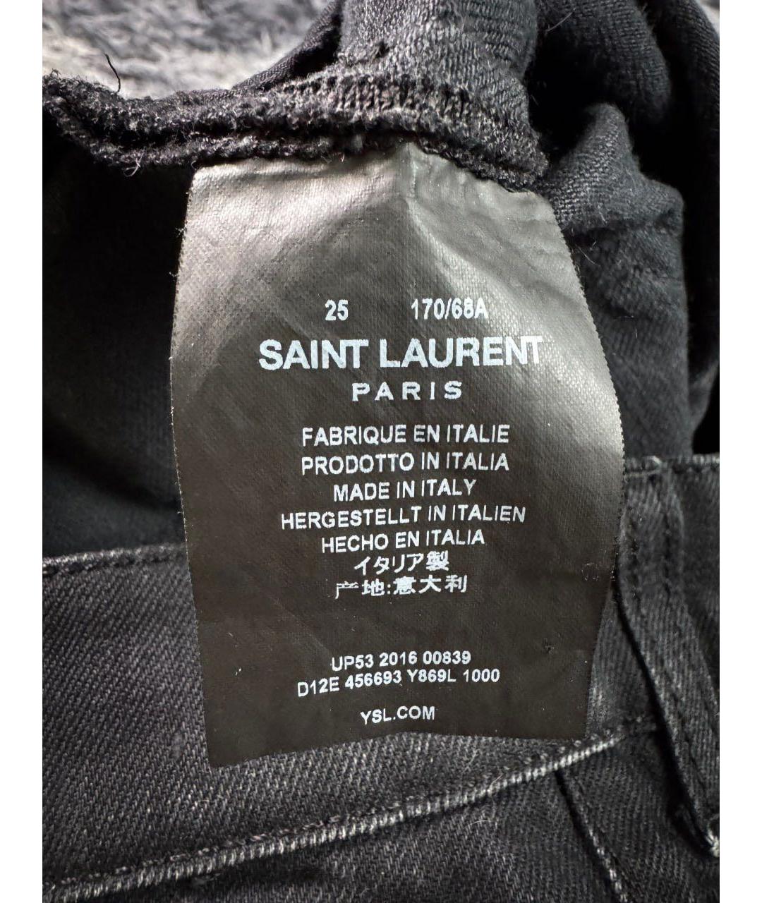 SAINT LAURENT Черные хлопковые джинсы слим, фото 8