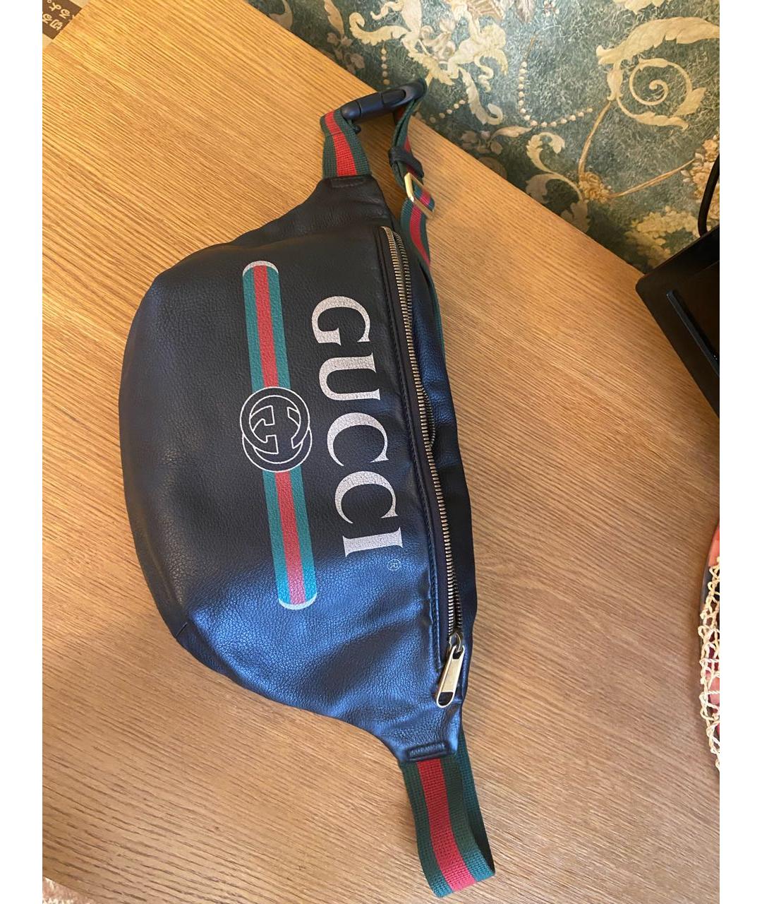 GUCCI Черная кожаная поясная сумка, фото 3