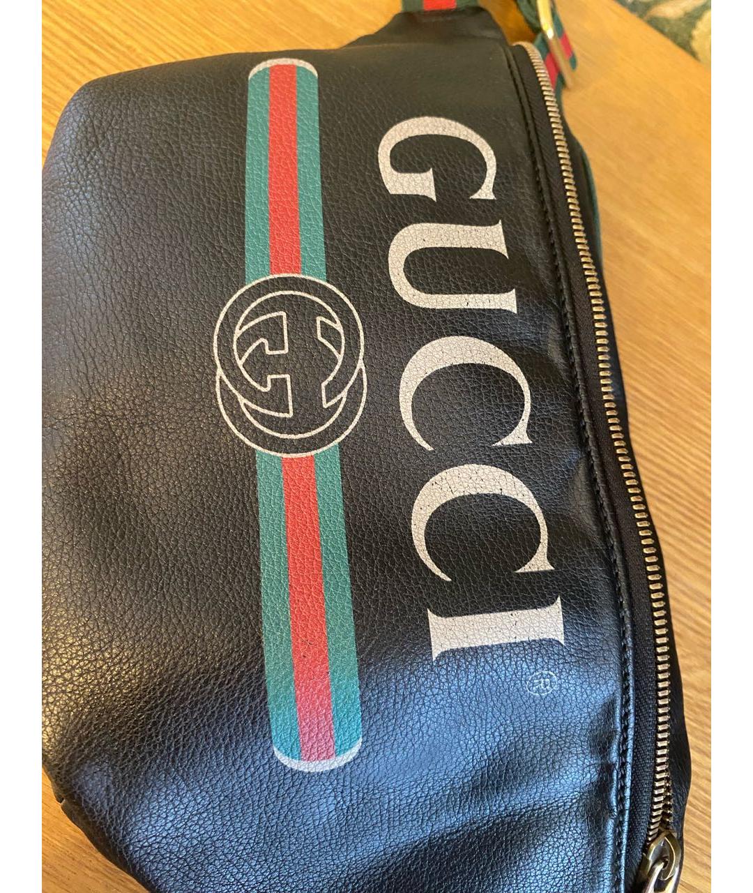 GUCCI Черная кожаная поясная сумка, фото 2