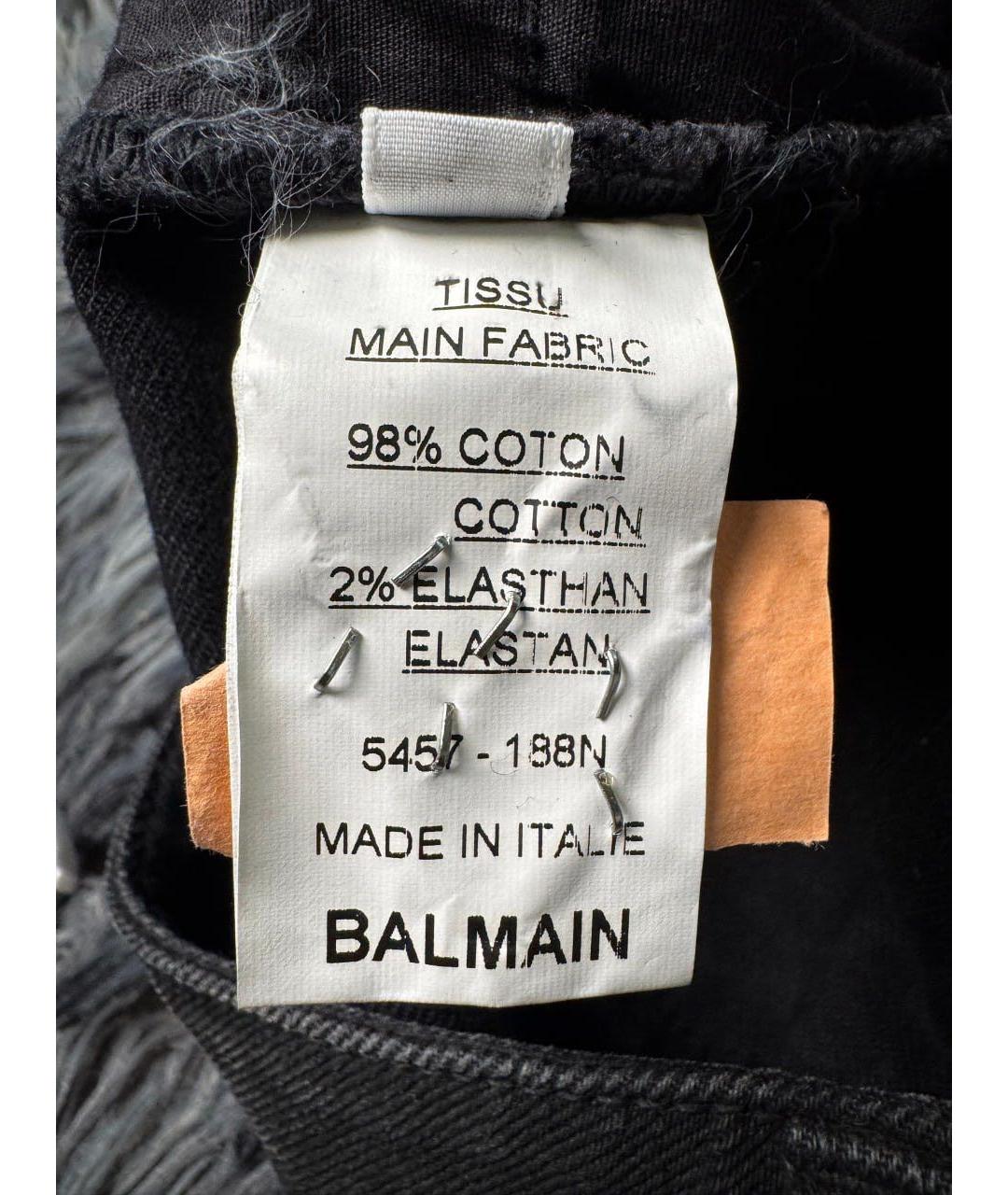 BALMAIN Черные хлопковые джинсы слим, фото 5