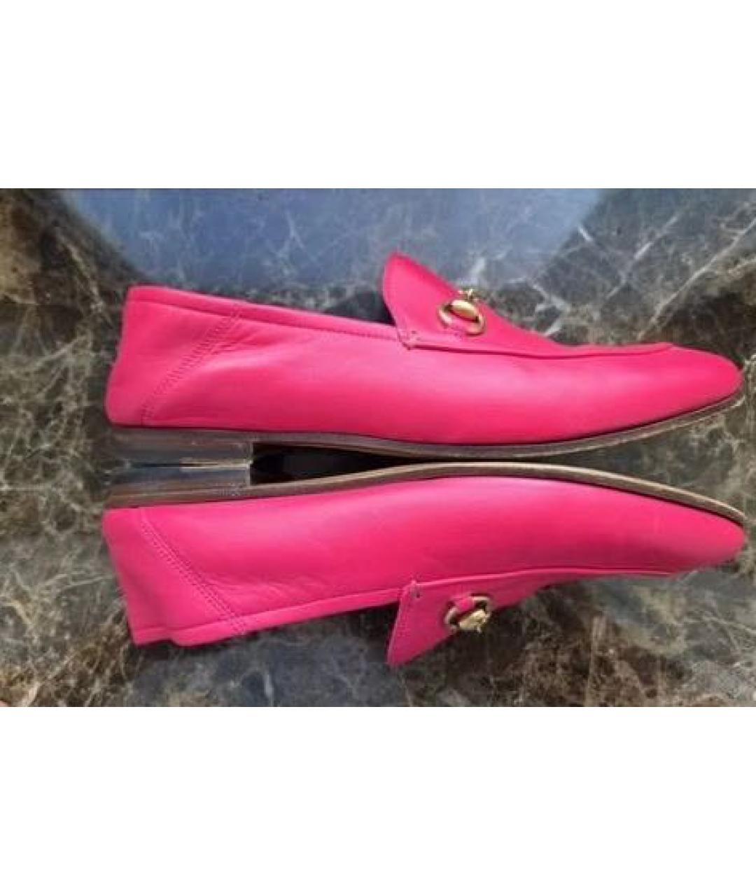 GUCCI Фуксия кожаные лоферы, фото 8