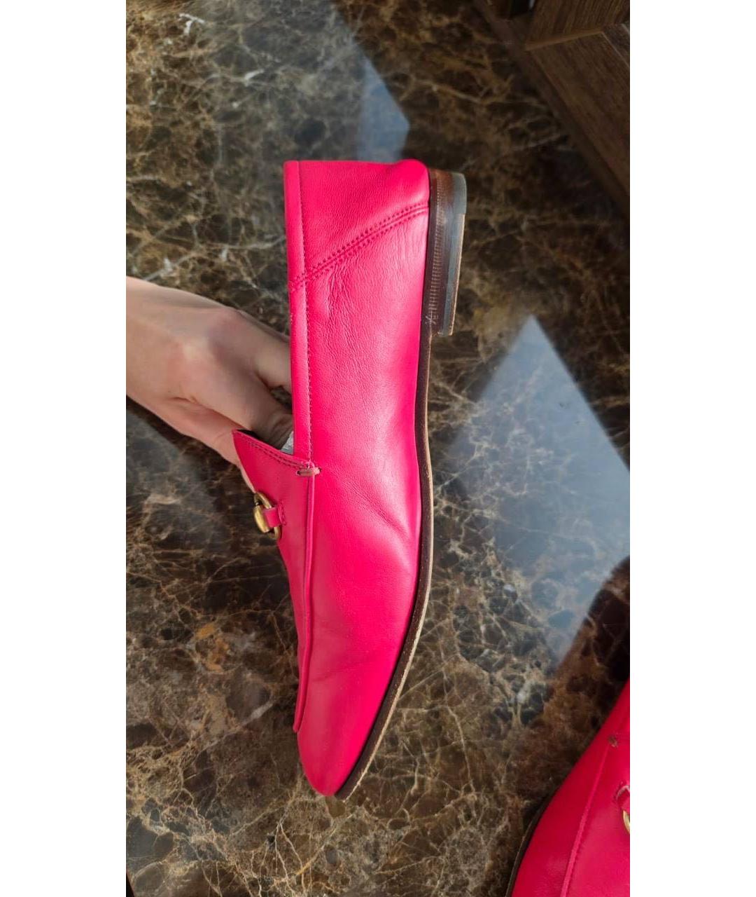GUCCI Фуксия кожаные лоферы, фото 7