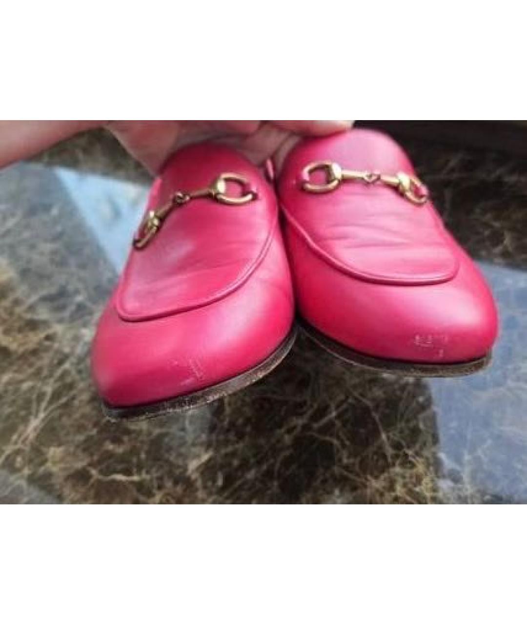 GUCCI Фуксия кожаные лоферы, фото 3
