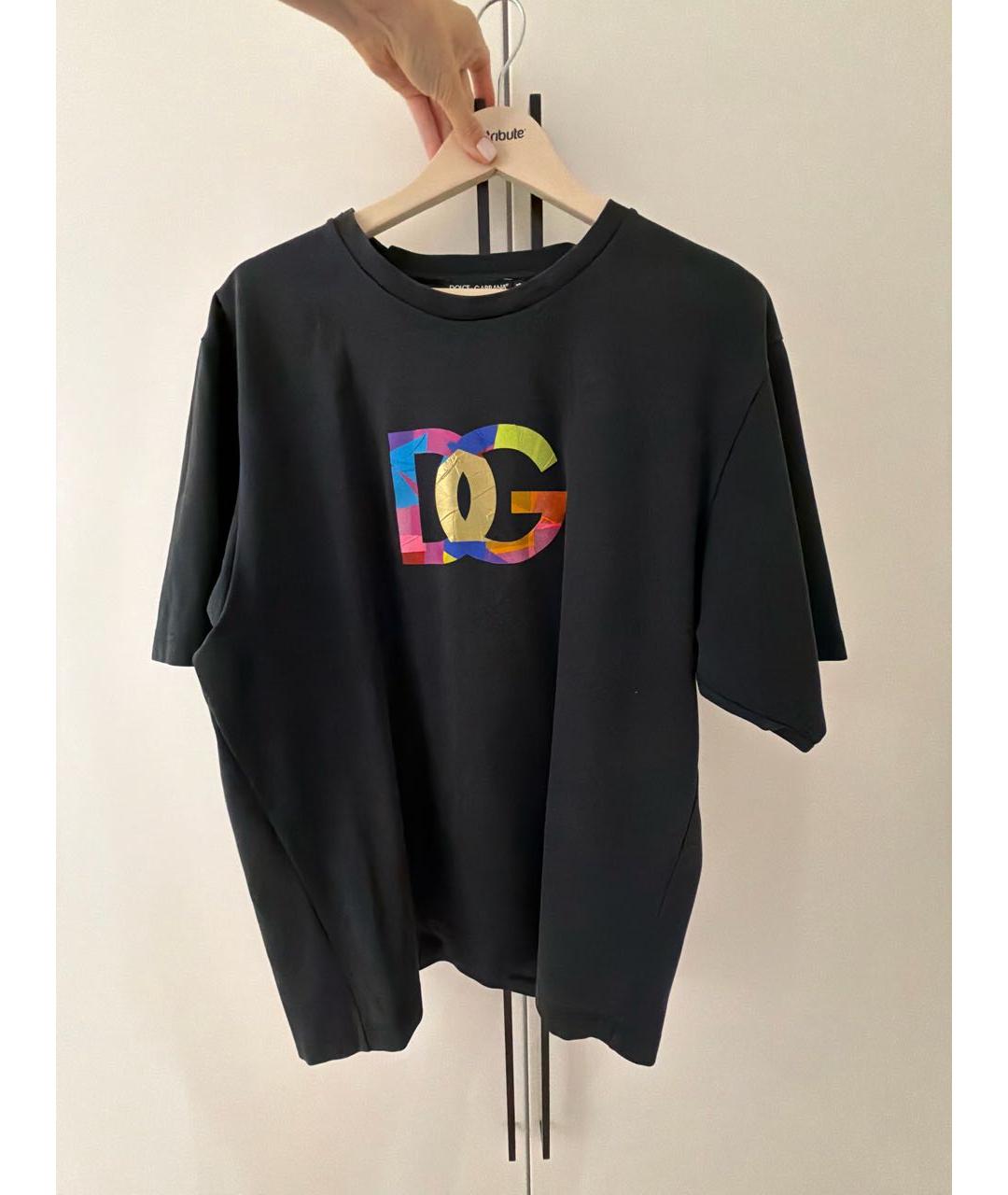 DOLCE&GABBANA Черная хлопковая футболка, фото 3