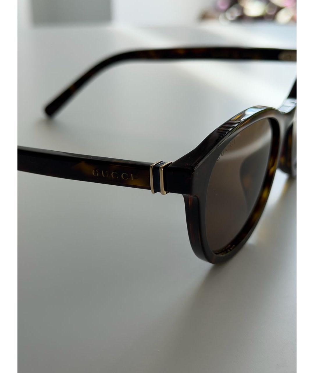GUCCI Коричневые пластиковые солнцезащитные очки, фото 3