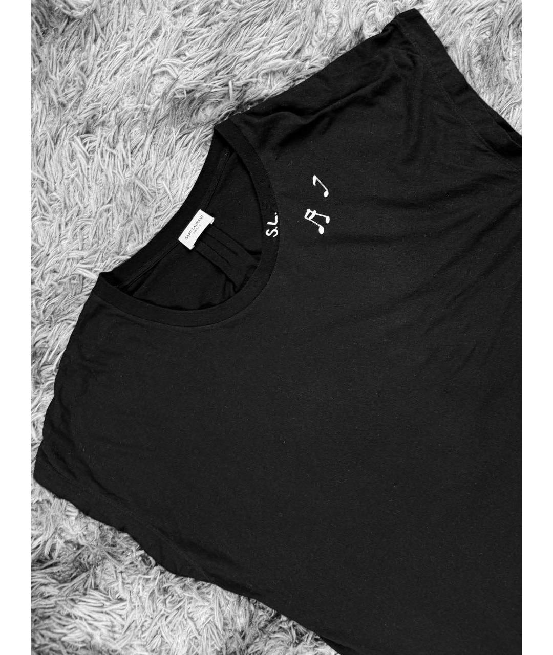 SAINT LAURENT Черная хлопковая майка, фото 2
