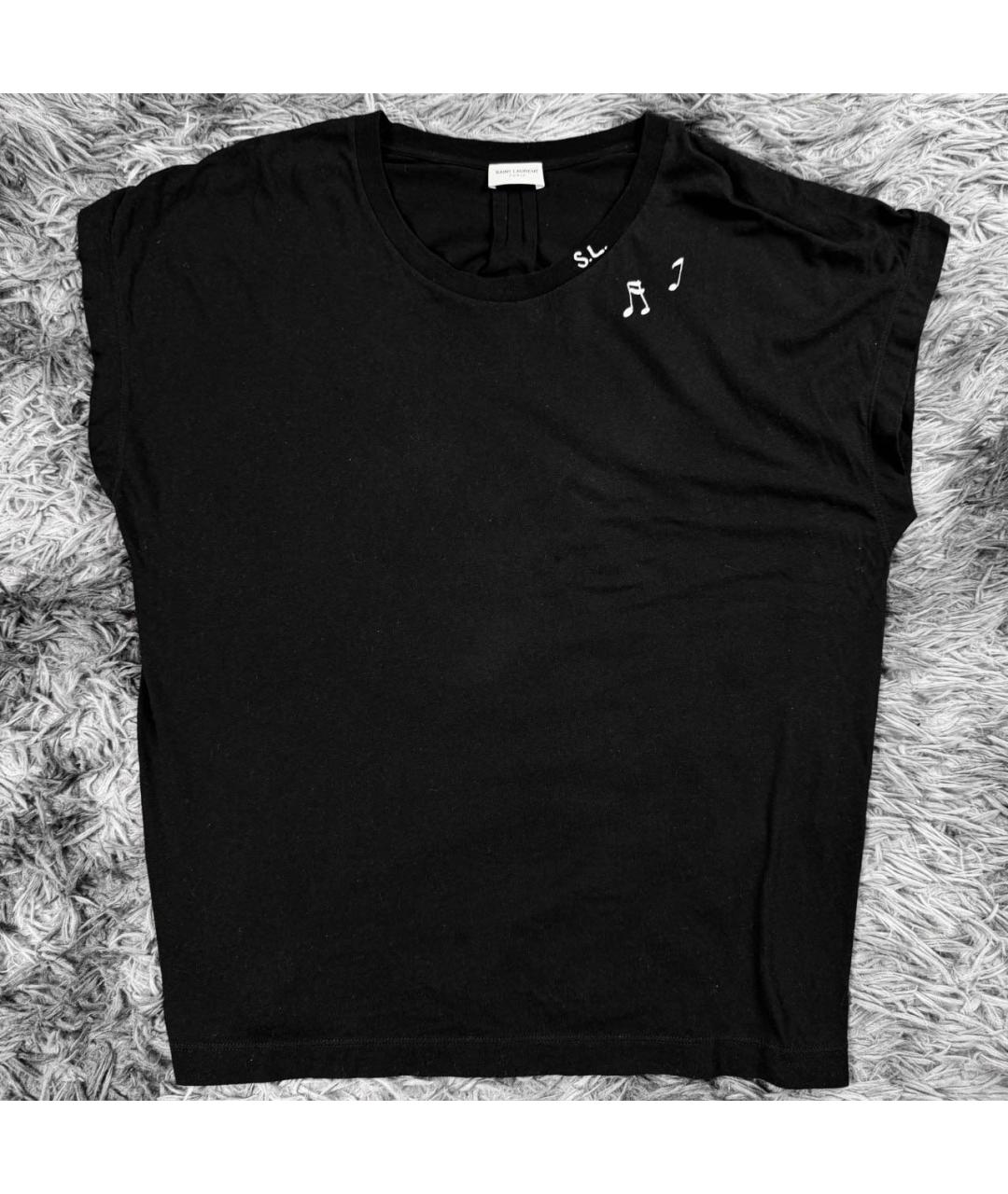 SAINT LAURENT Черная хлопковая майка, фото 8
