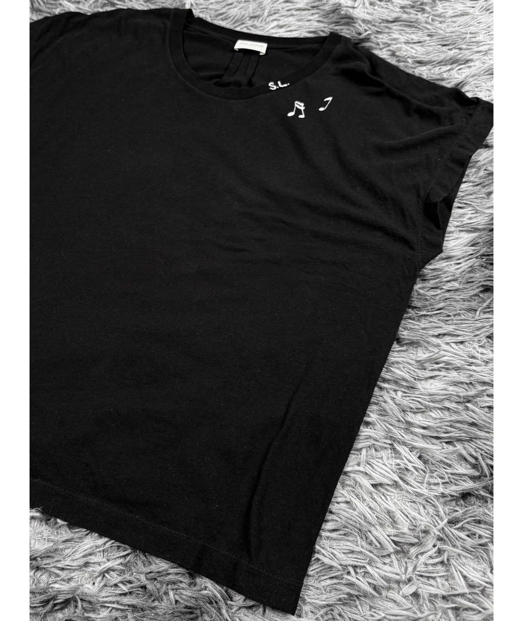 SAINT LAURENT Черная хлопковая майка, фото 5