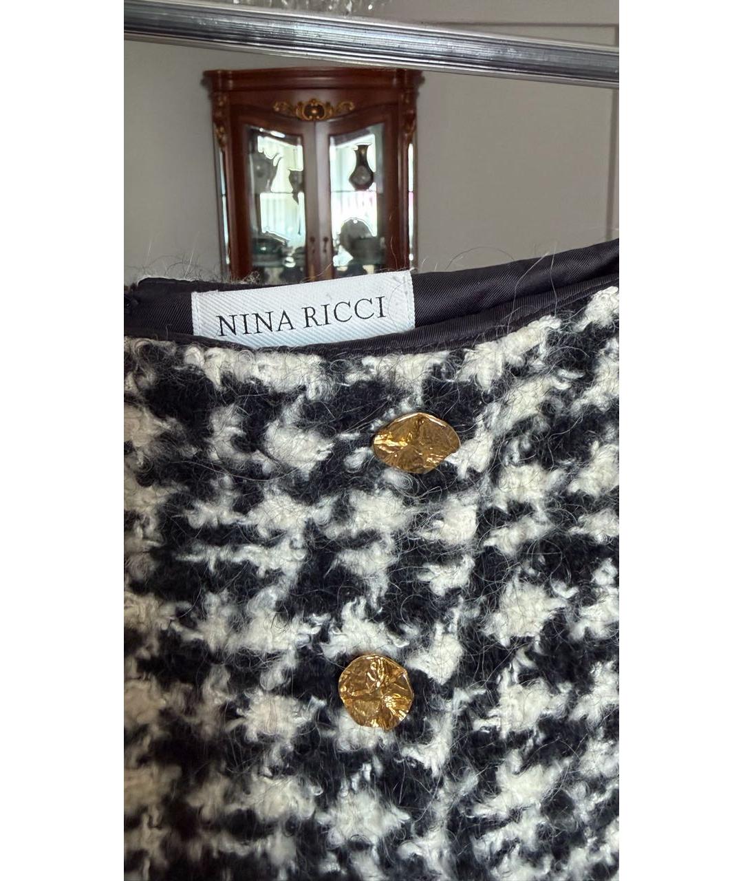 NINA RICCI Черная льняная юбка мини, фото 3