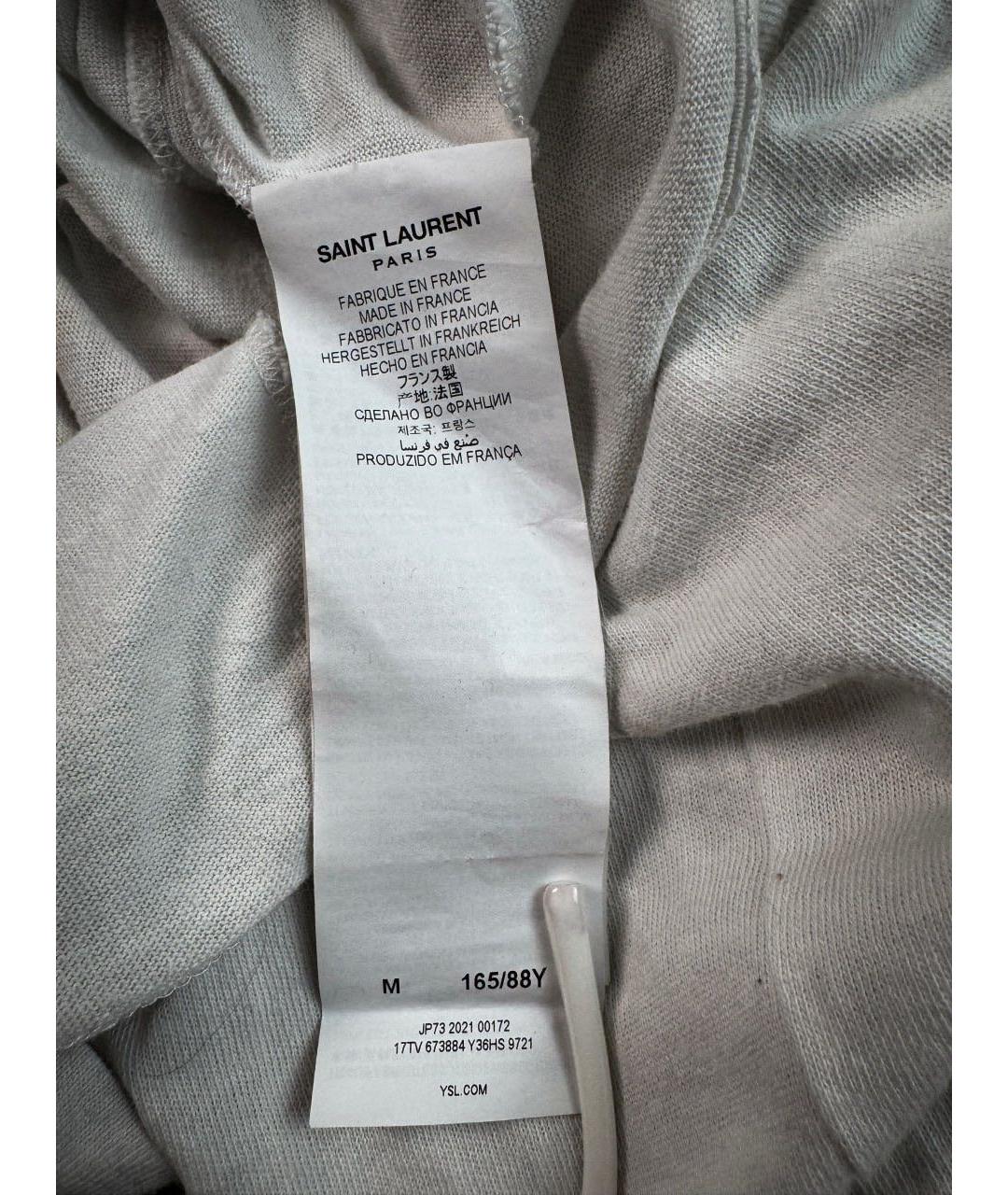 SAINT LAURENT Белая хлопковая футболка, фото 8