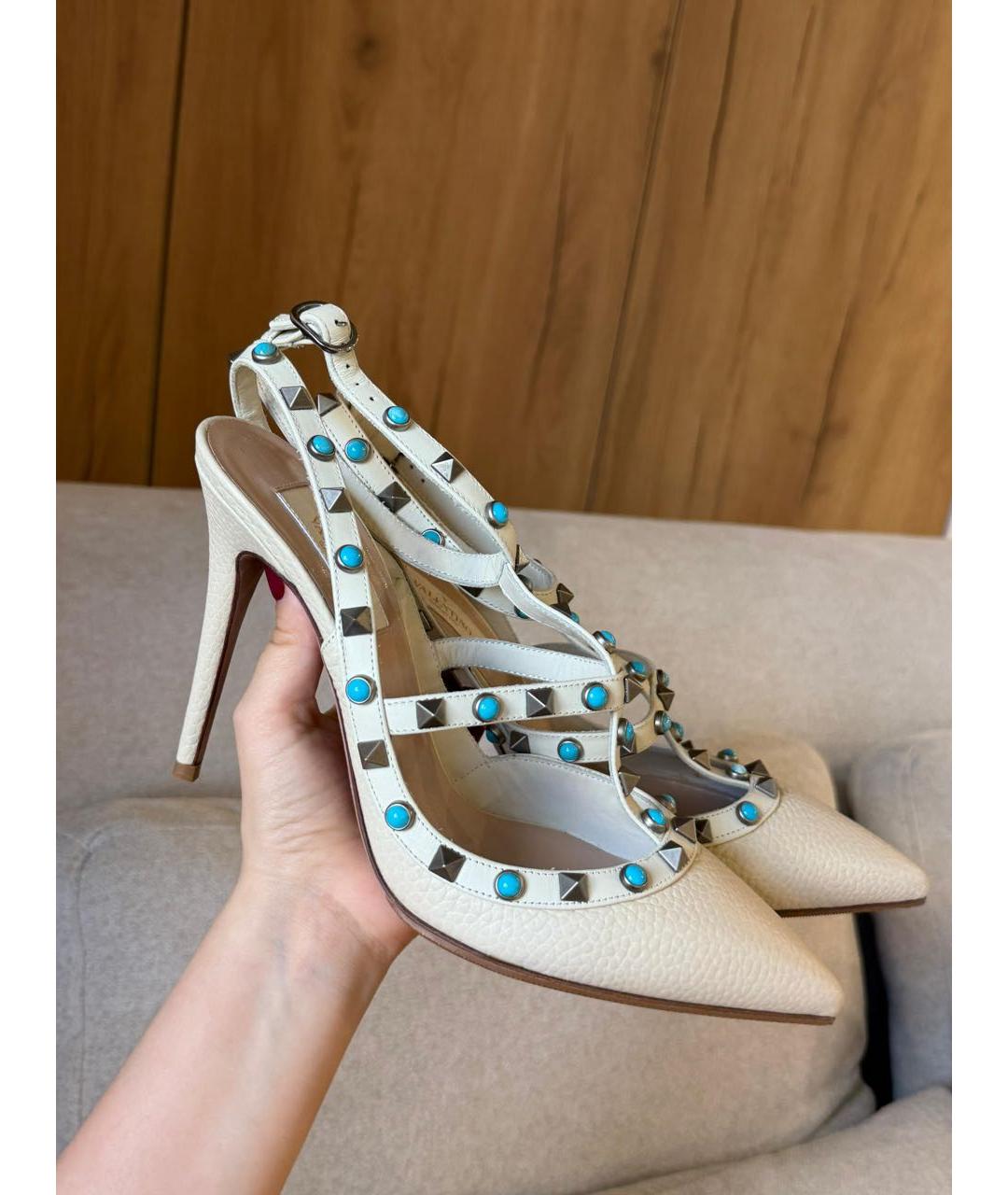 VALENTINO Бежевые кожаные туфли, фото 4