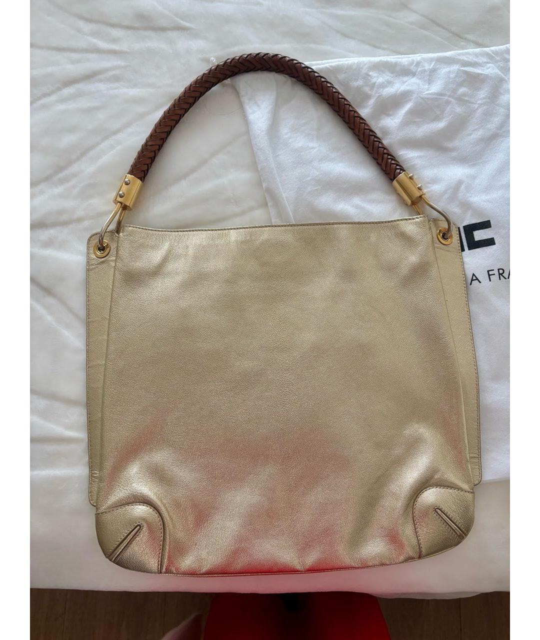 MICHAEL KORS Золотая кожаная сумка с короткими ручками, фото 9