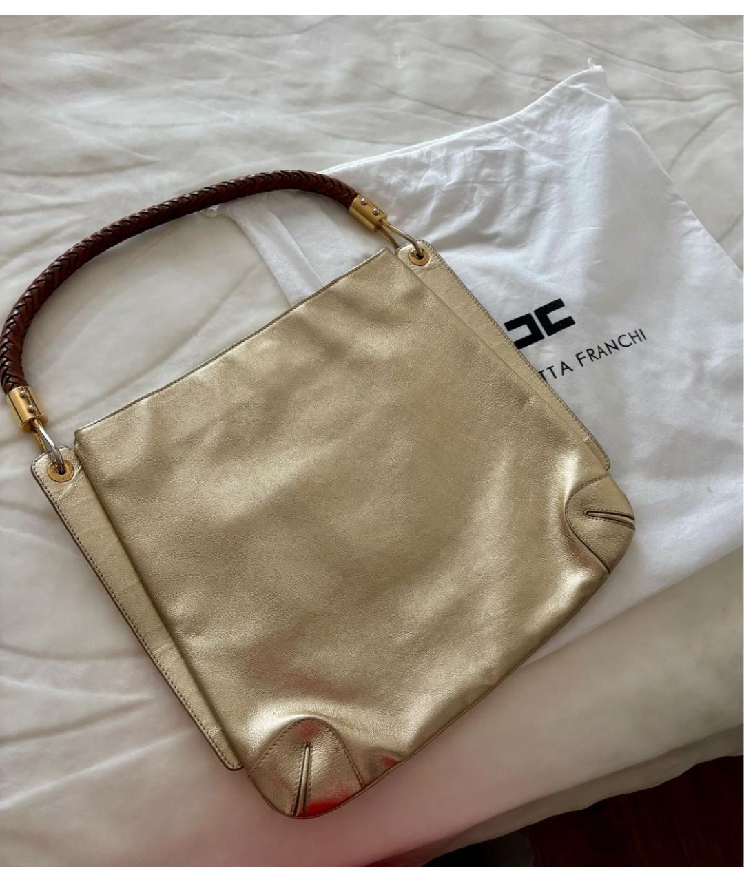 MICHAEL KORS Золотая кожаная сумка с короткими ручками, фото 2