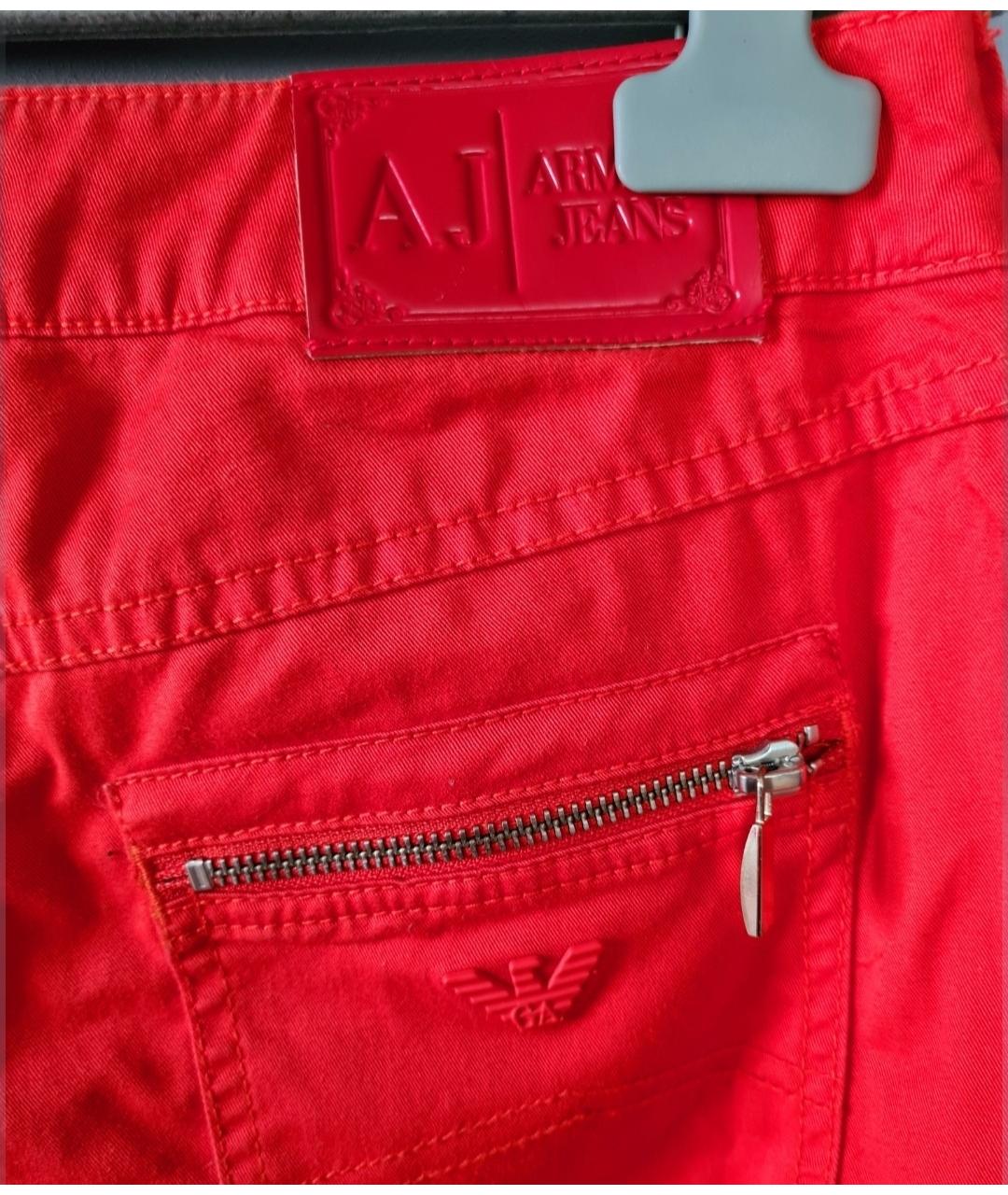 ARMANI JEANS Оранжевое хлопковые прямые джинсы, фото 4