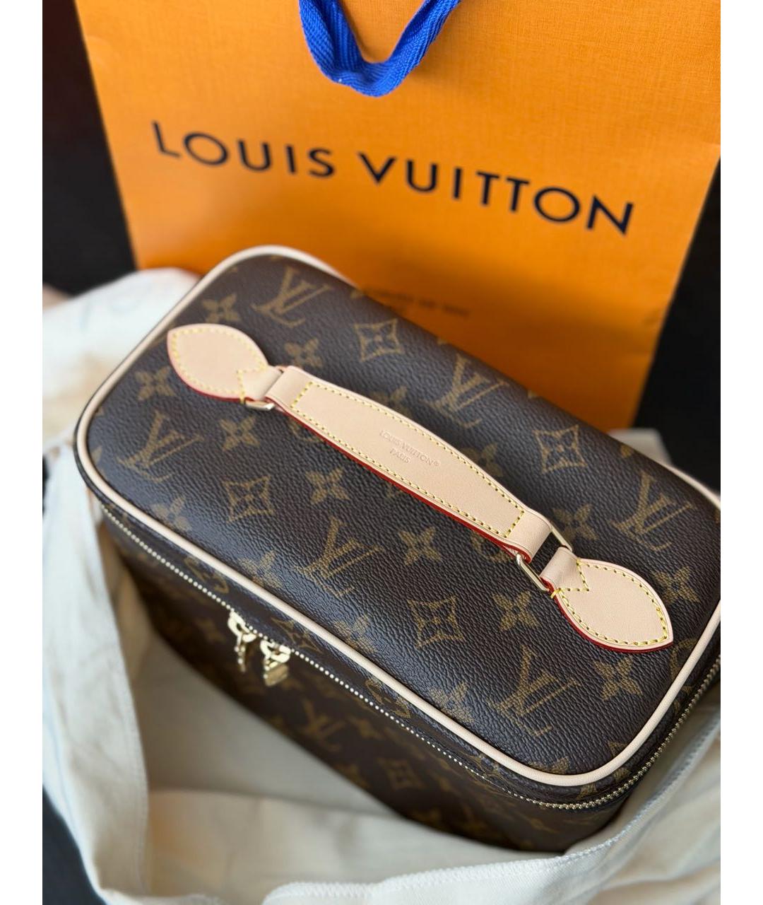 LOUIS VUITTON Коричневая косметичка из канвы, фото 2