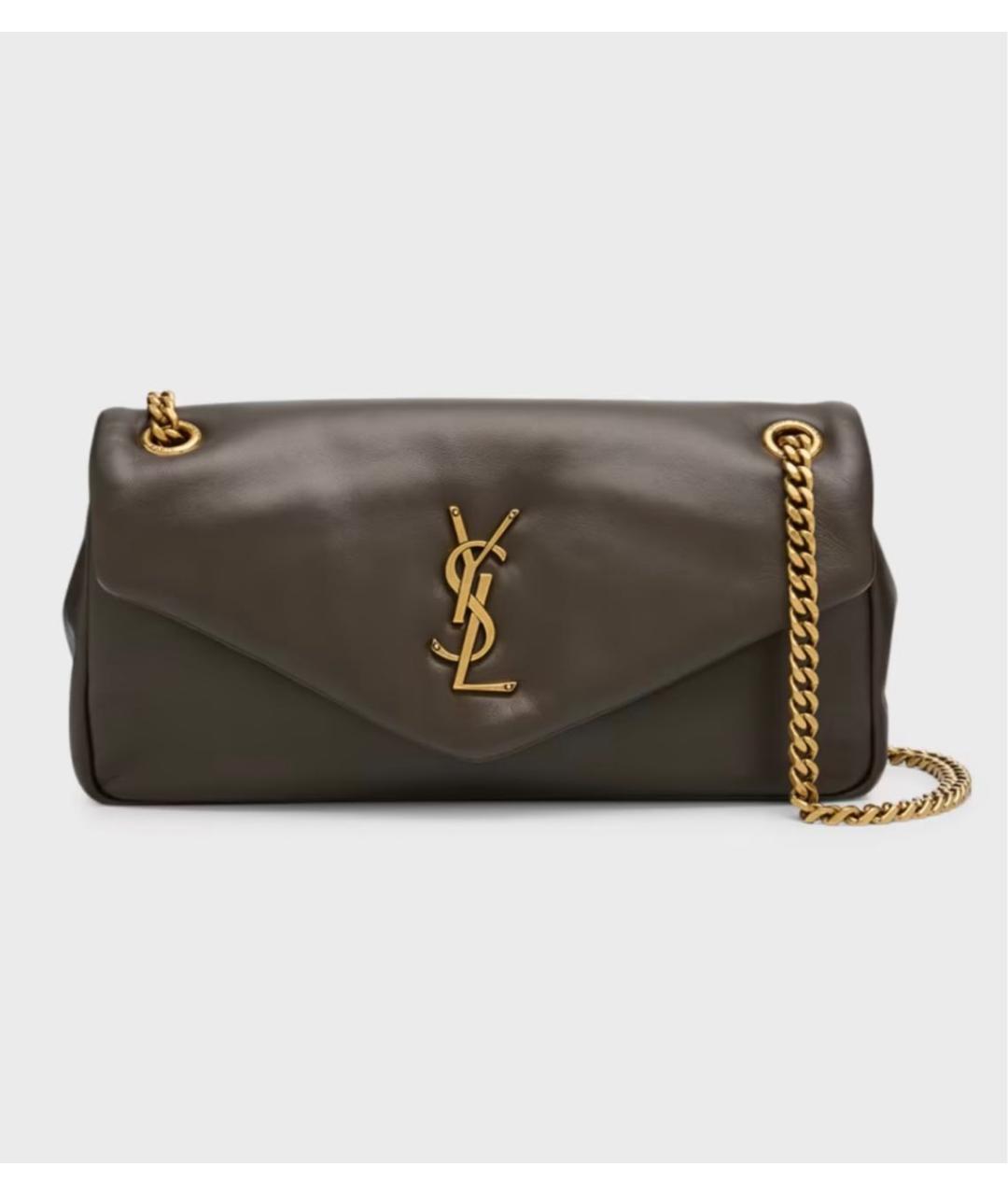SAINT LAURENT Коричневая кожаная сумка через плечо, фото 6