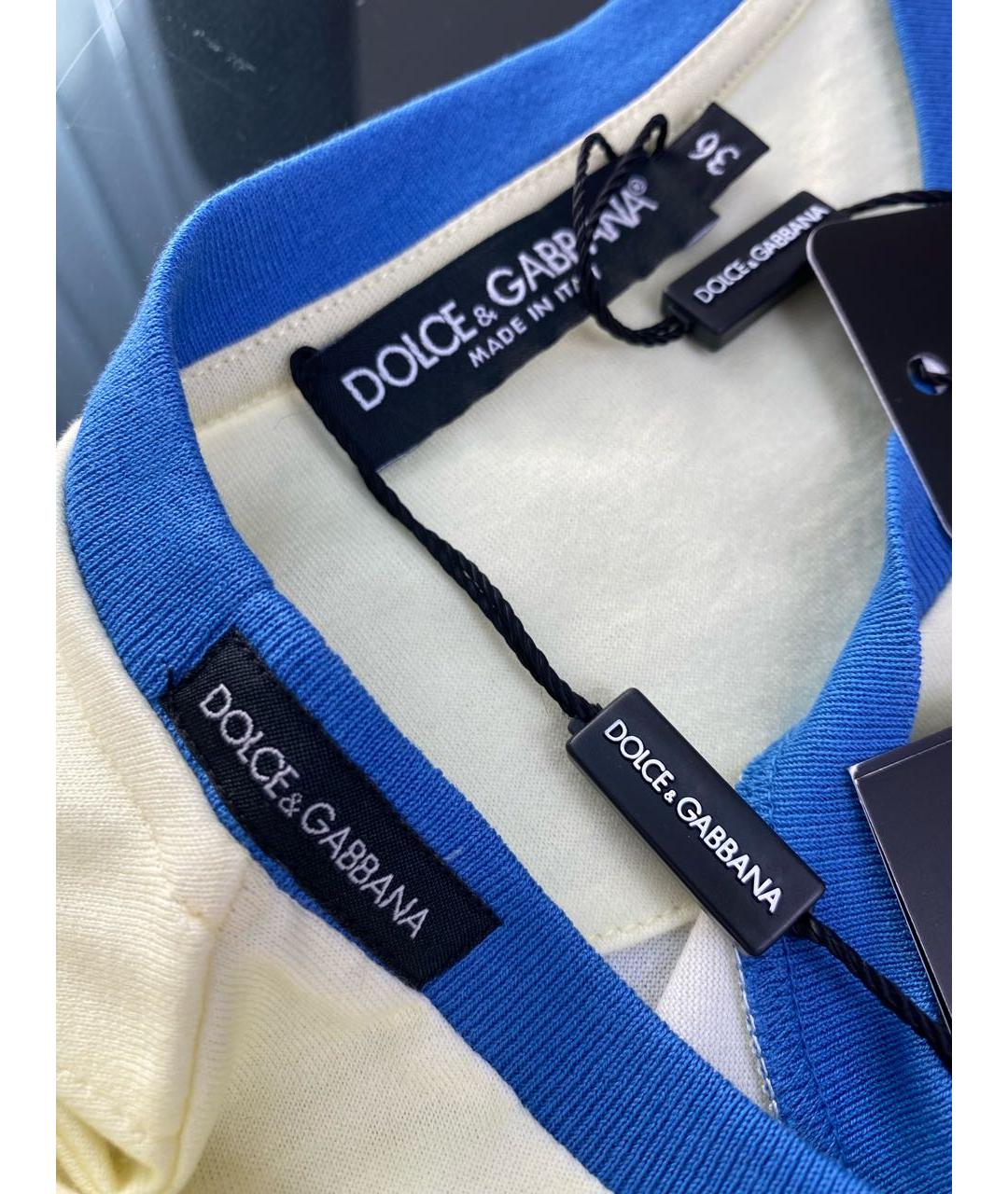 DOLCE&GABBANA Желтая хлопковая футболка, фото 5