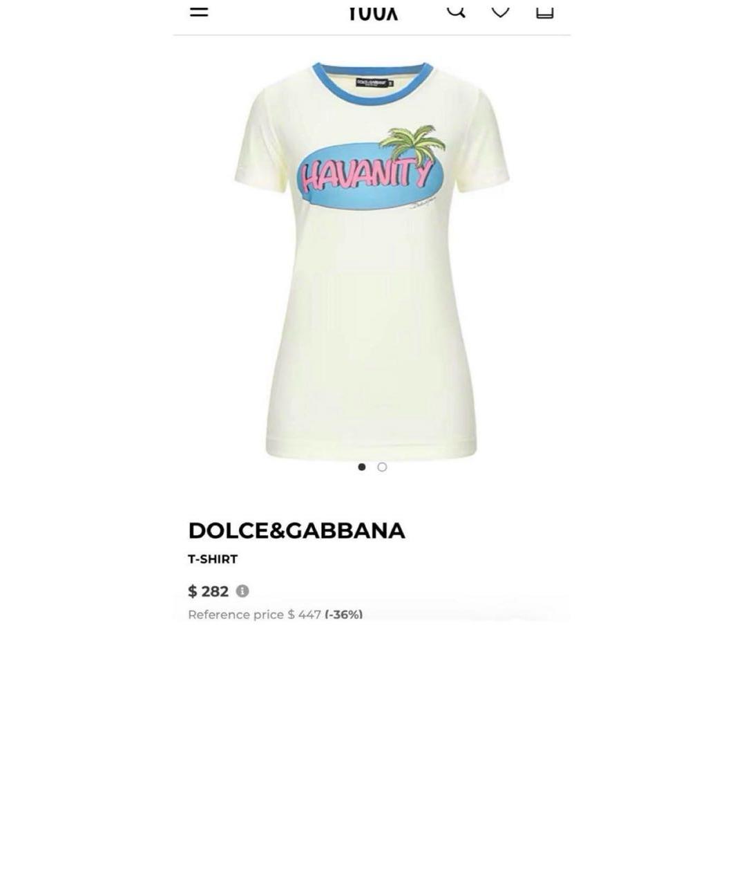 DOLCE&GABBANA Желтая хлопковая футболка, фото 8