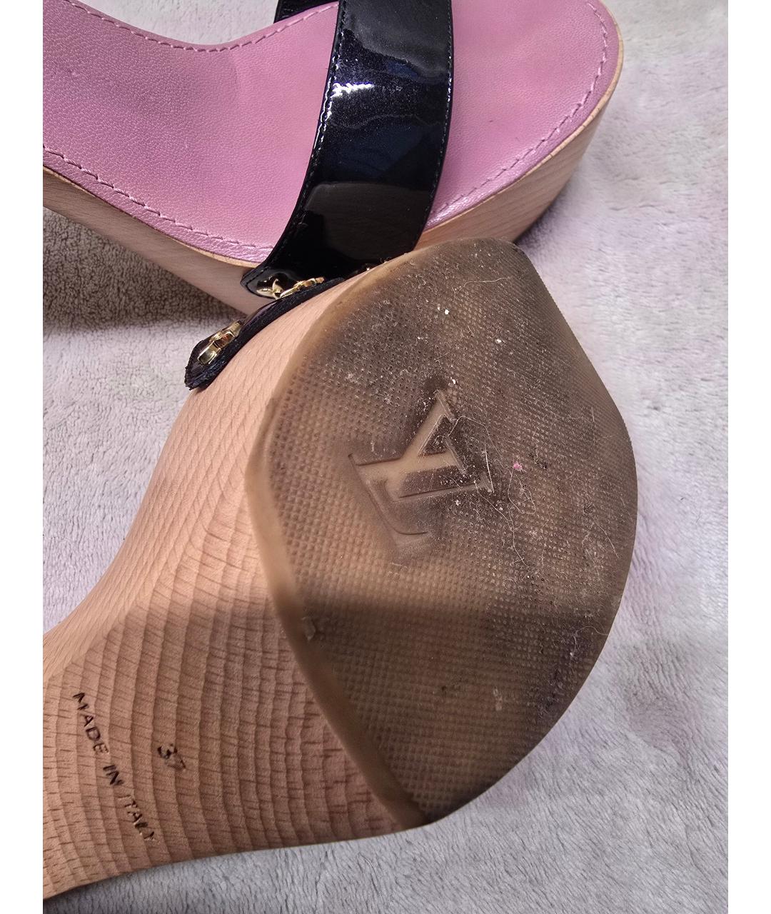 LOUIS VUITTON Черные кожаные босоножки, фото 5