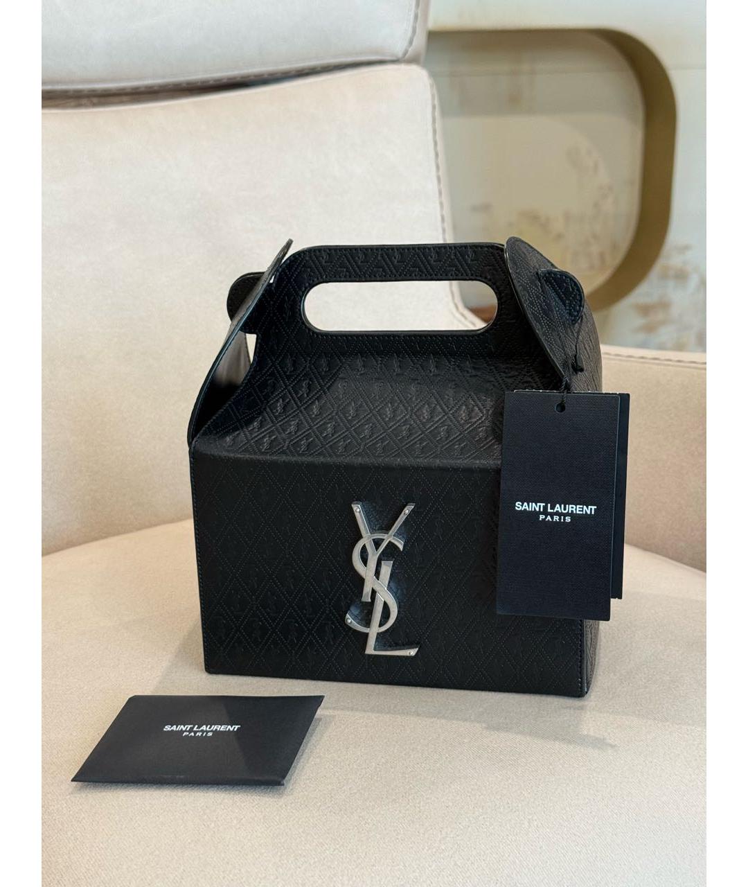 SAINT LAURENT Черная кожаная сумка с короткими ручками, фото 2