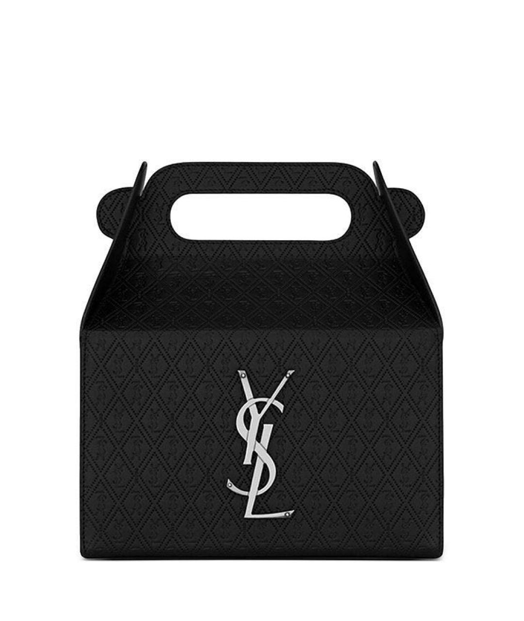 SAINT LAURENT Черная кожаная сумка с короткими ручками, фото 1