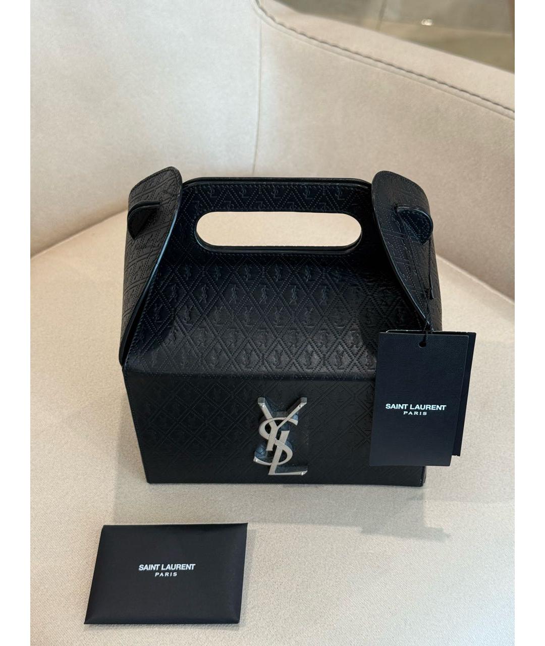 SAINT LAURENT Черная кожаная сумка с короткими ручками, фото 5