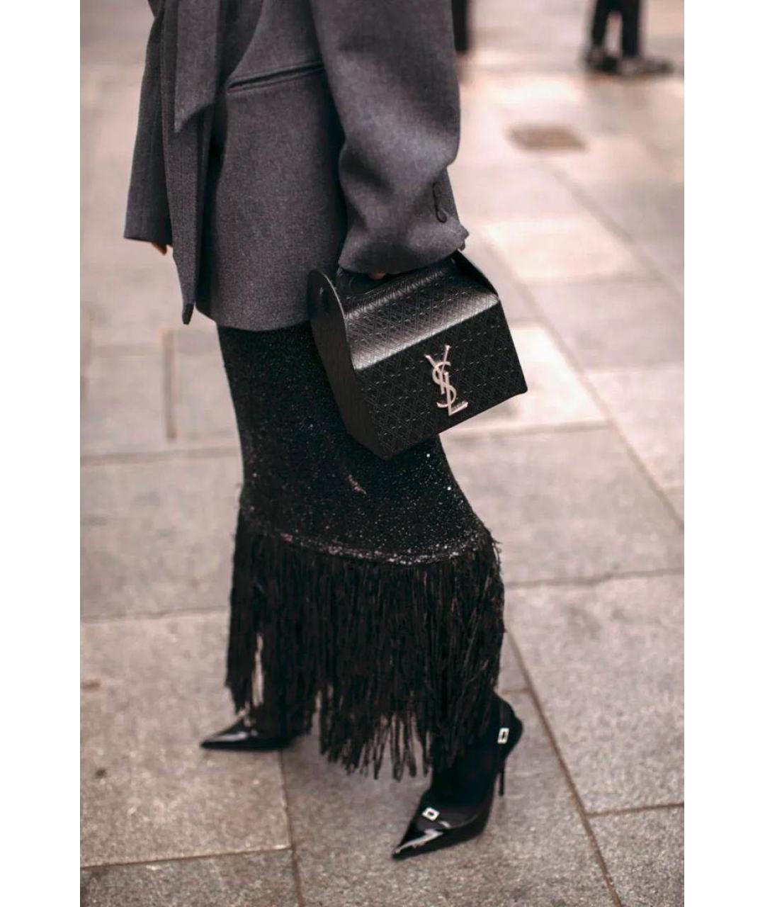 SAINT LAURENT Черная кожаная сумка с короткими ручками, фото 7