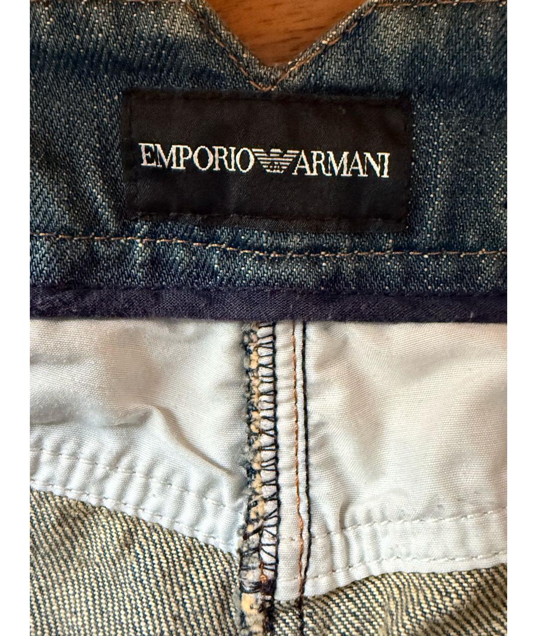 EMPORIO ARMANI Синие хлопковые джинсы клеш, фото 3
