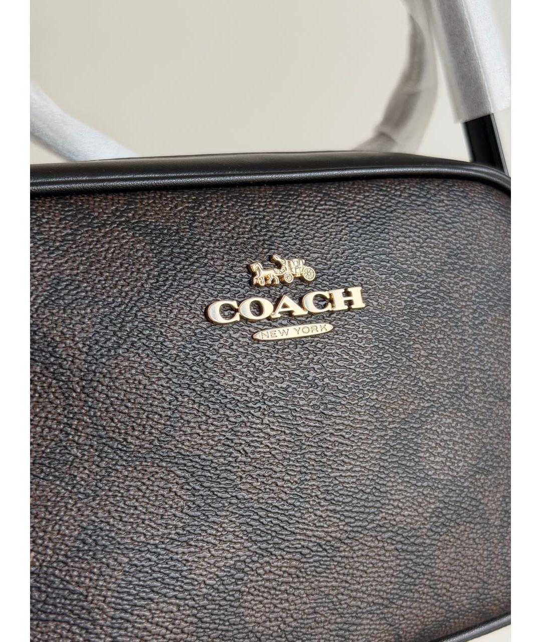 COACH Коричневая сумка через плечо из канвы, фото 6