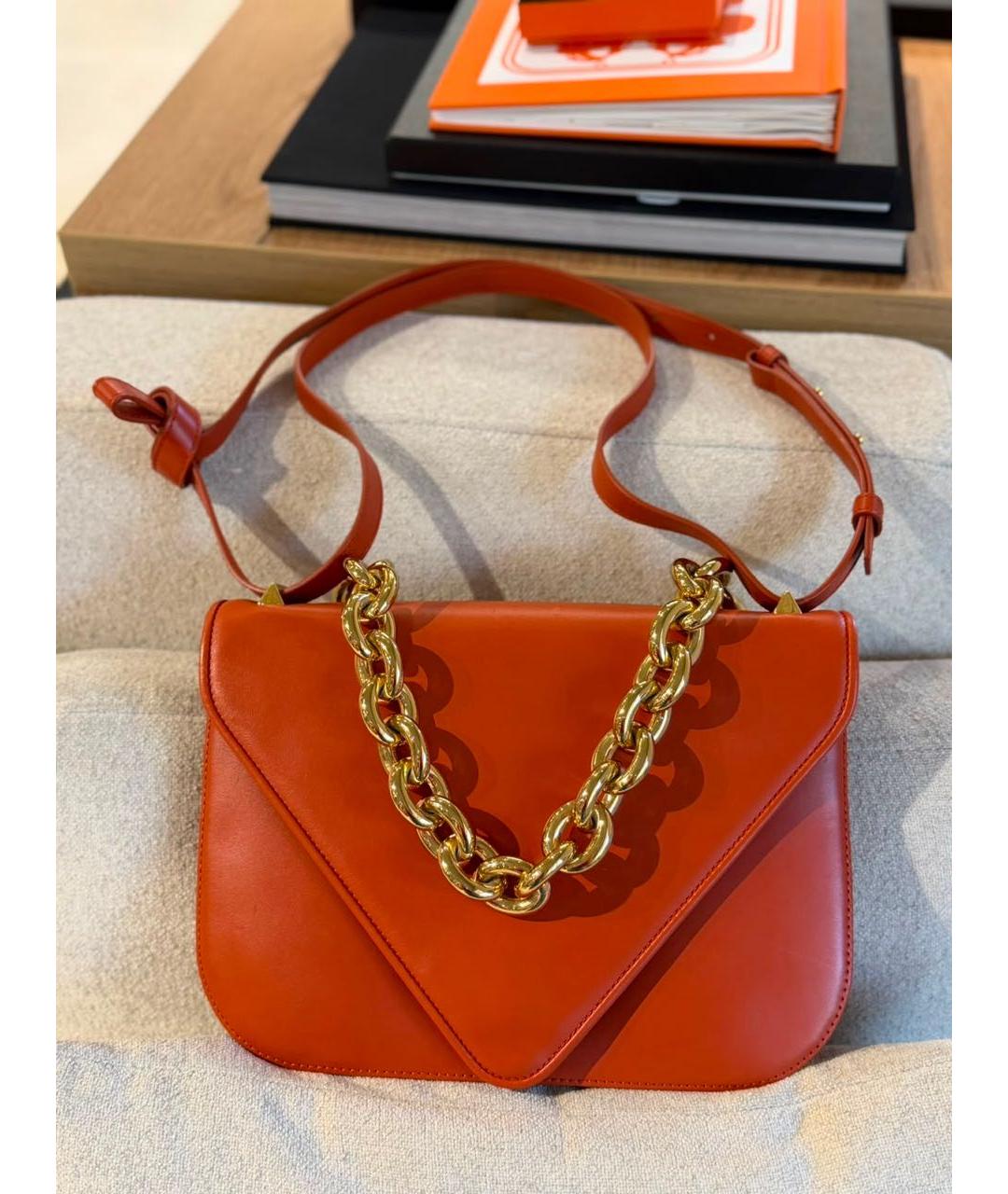 BOTTEGA VENETA Оранжевая кожаная сумка через плечо, фото 3