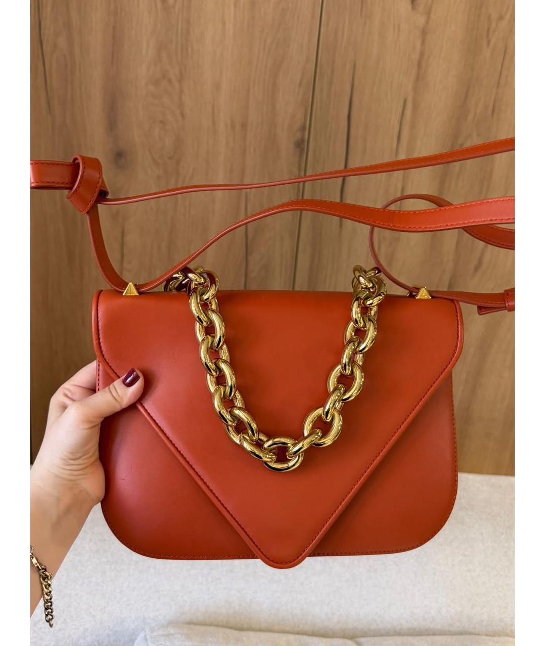 BOTTEGA VENETA Оранжевая кожаная сумка через плечо, фото 2