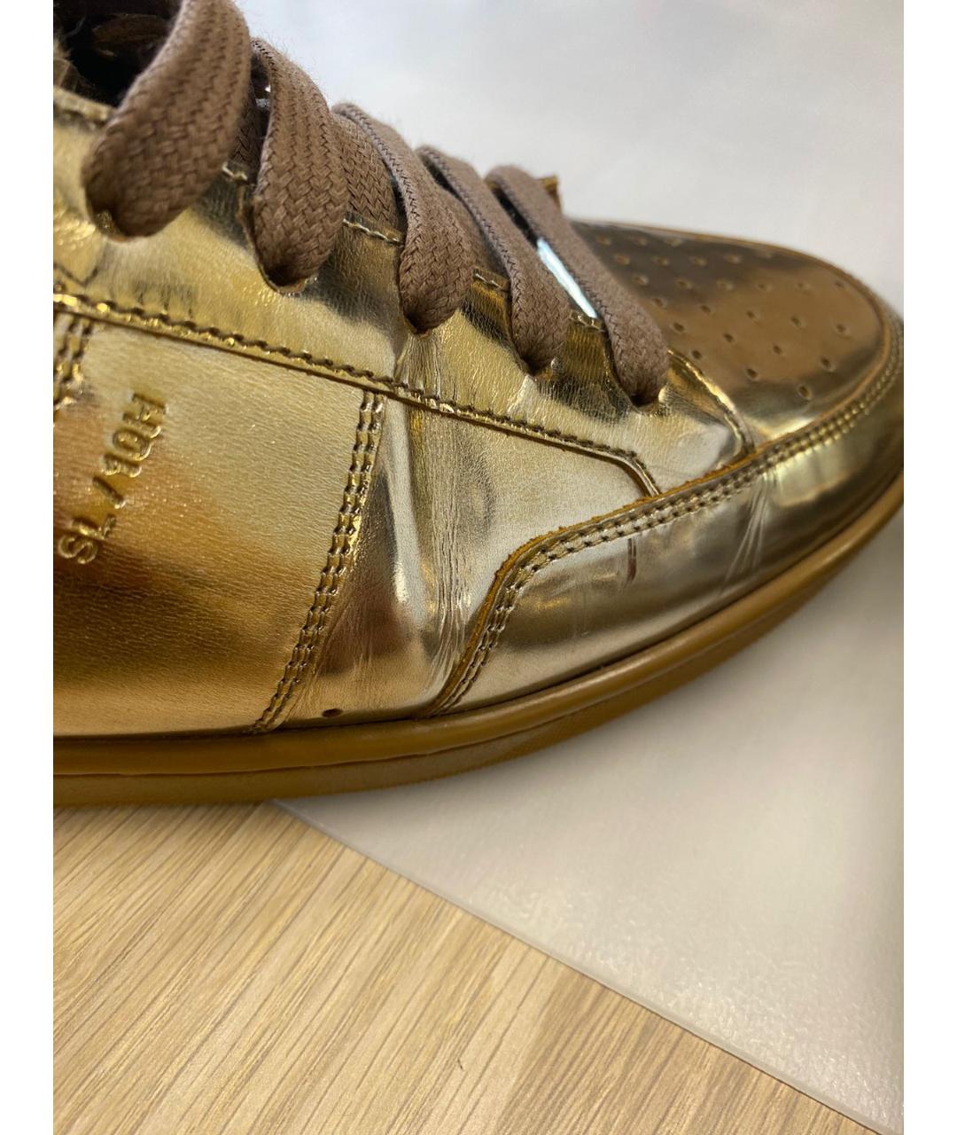 SAINT LAURENT Золотые кожаные высокие кроссовки / кеды, фото 8