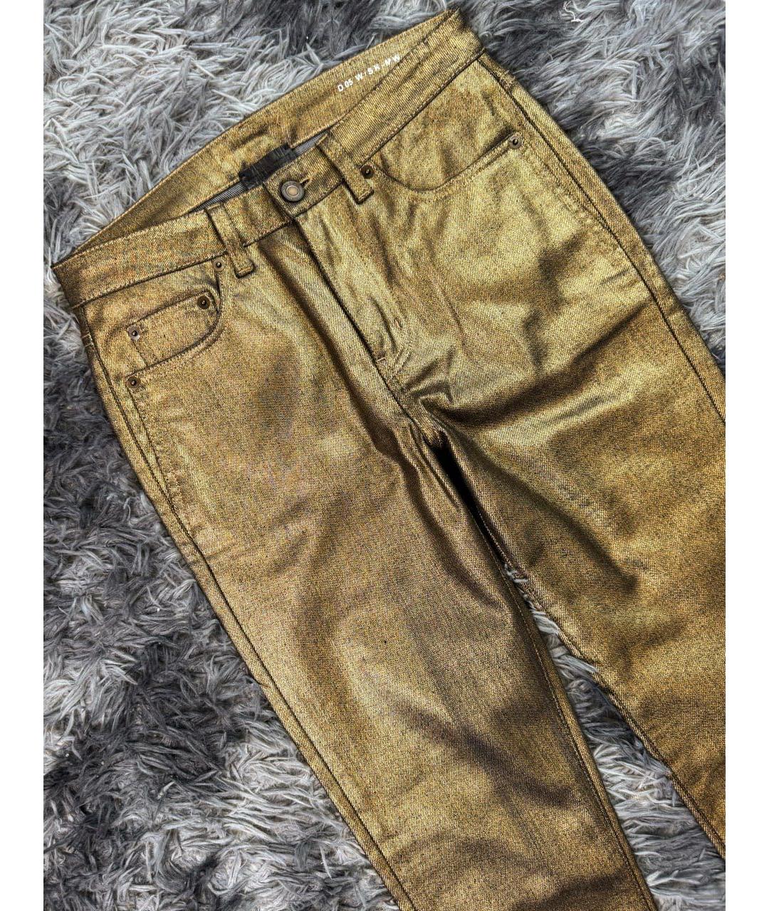 SAINT LAURENT Золотые хлопковые прямые джинсы, фото 4
