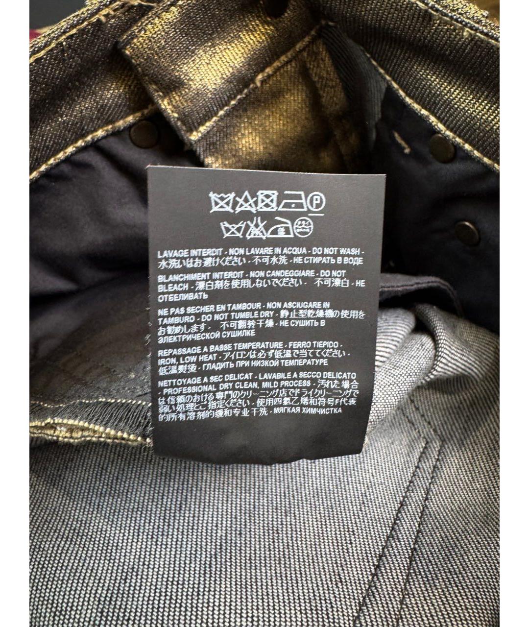 SAINT LAURENT Золотые хлопковые прямые джинсы, фото 5