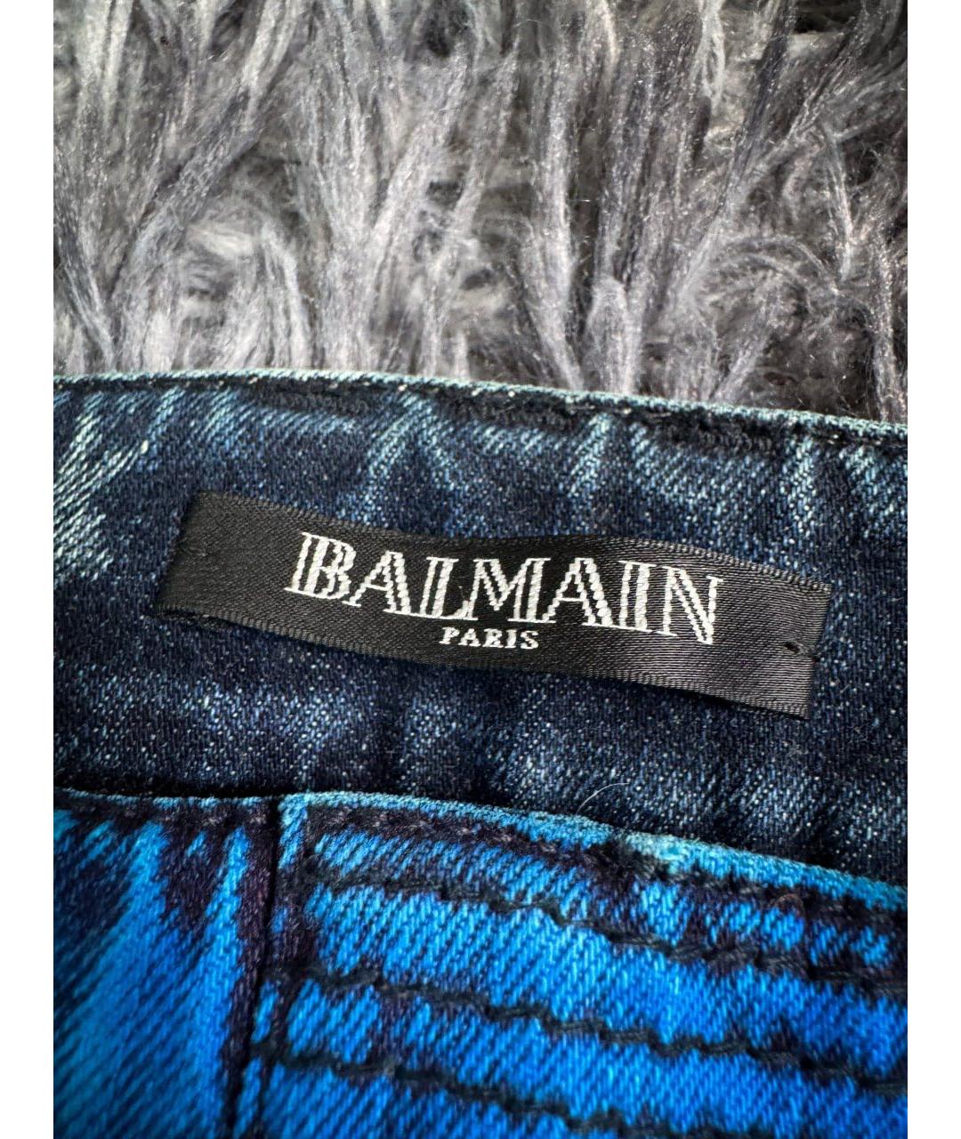 BALMAIN Бирюзовые хлопковые джинсы скинни, фото 8