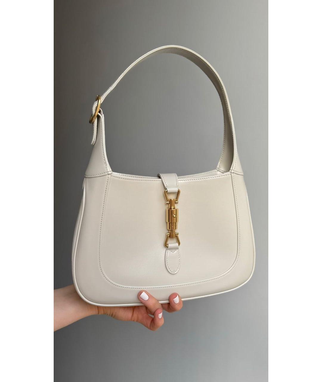 GUCCI Белая кожаная сумка с короткими ручками, фото 6
