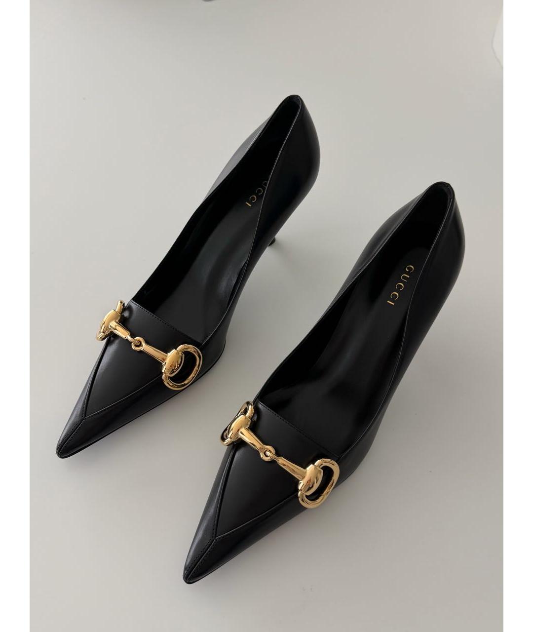 GUCCI Черные кожаные туфли, фото 2
