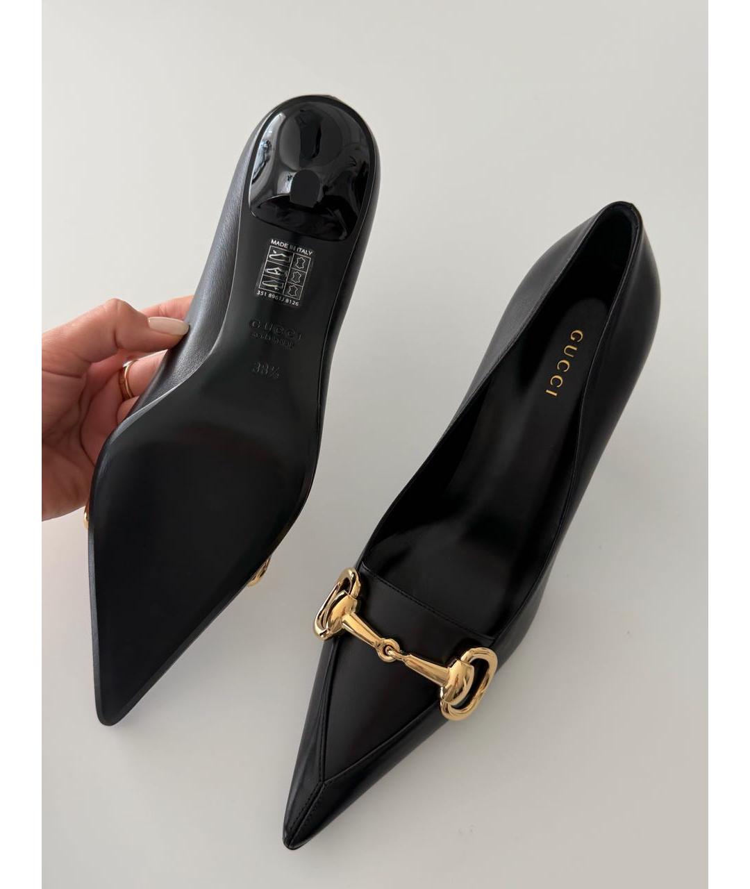 GUCCI Черные кожаные туфли, фото 3