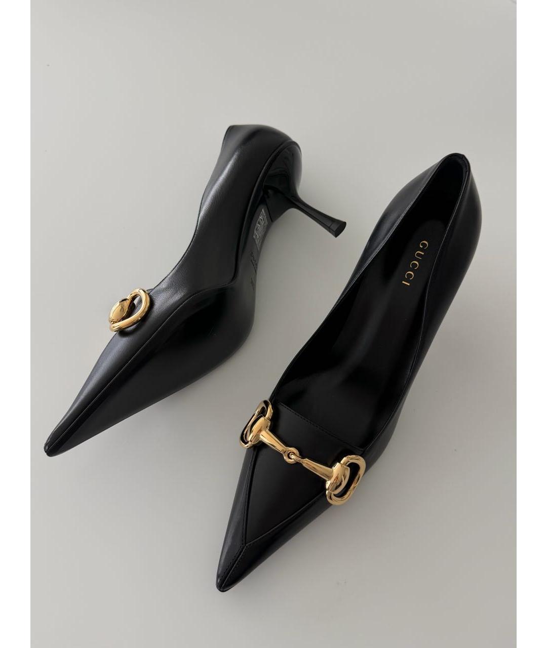 GUCCI Черные кожаные туфли, фото 5