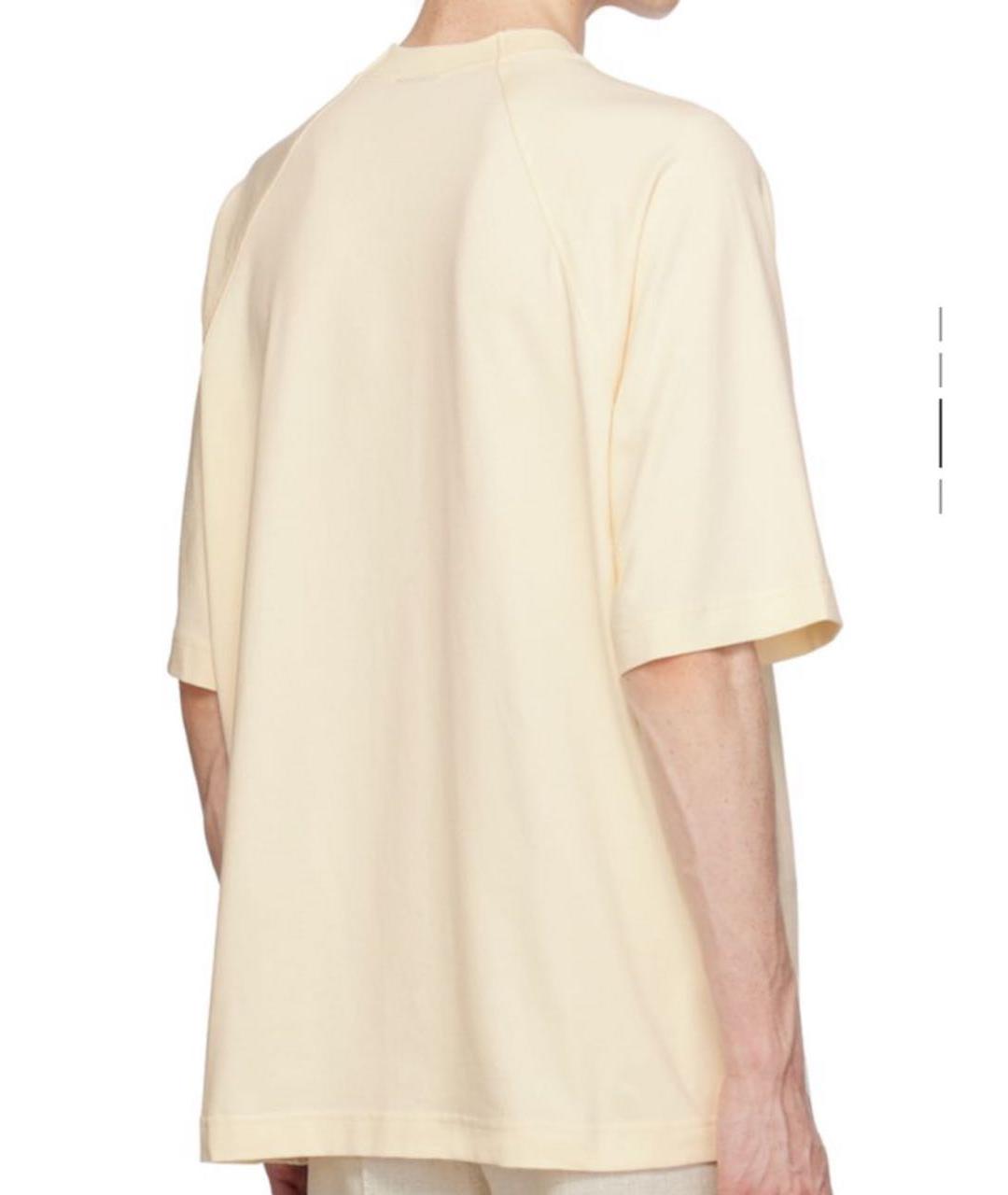 JACQUEMUS Бежевая хлопковая футболка, фото 4