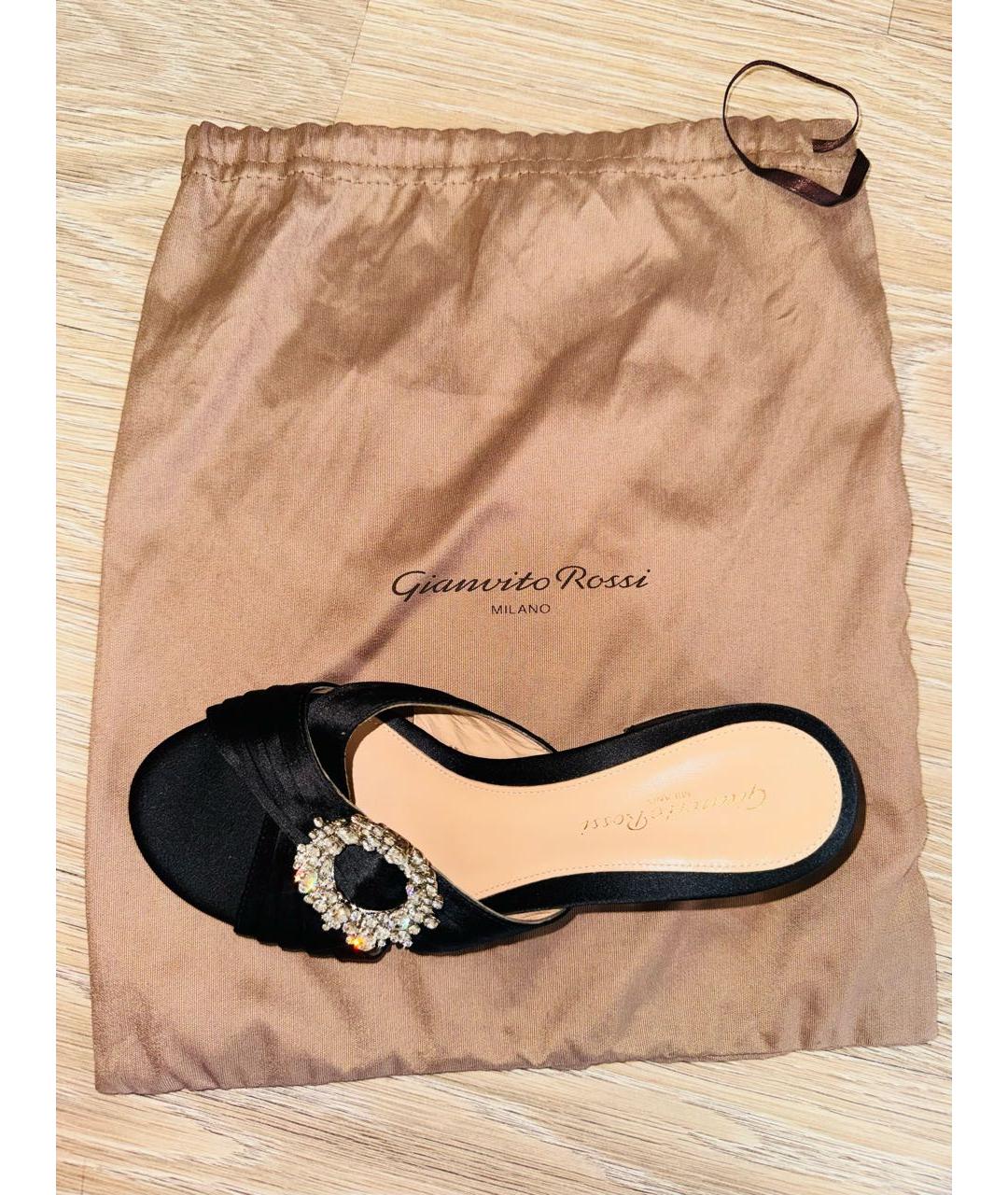 GIANVITO ROSSI Черные текстильные босоножки, фото 8