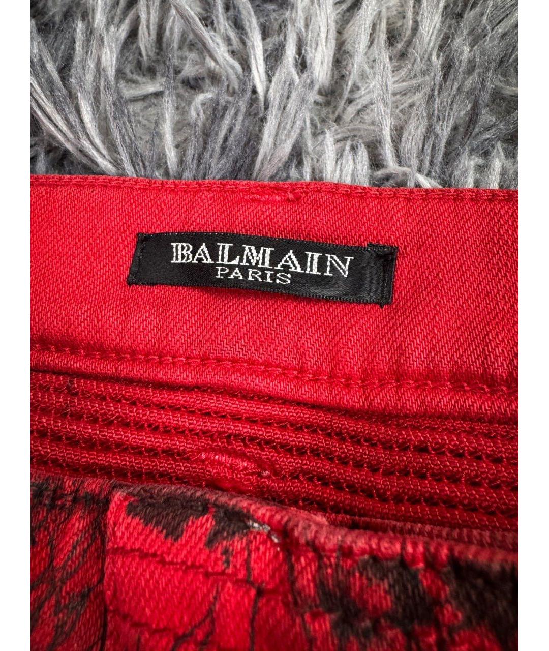 BALMAIN Красные хлопковые прямые джинсы, фото 8