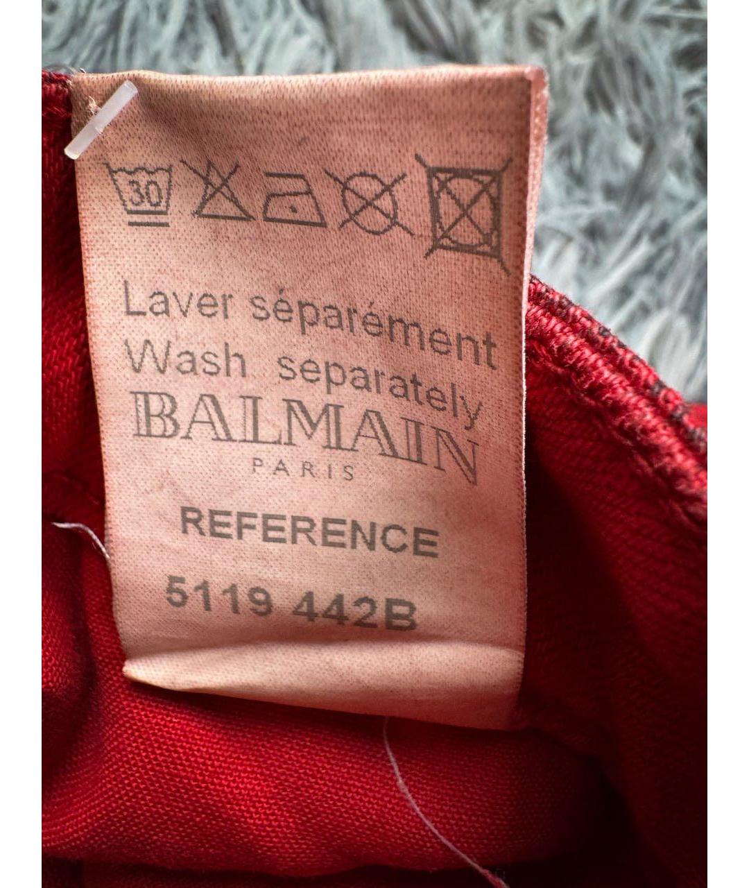 BALMAIN Красные хлопковые прямые джинсы, фото 7