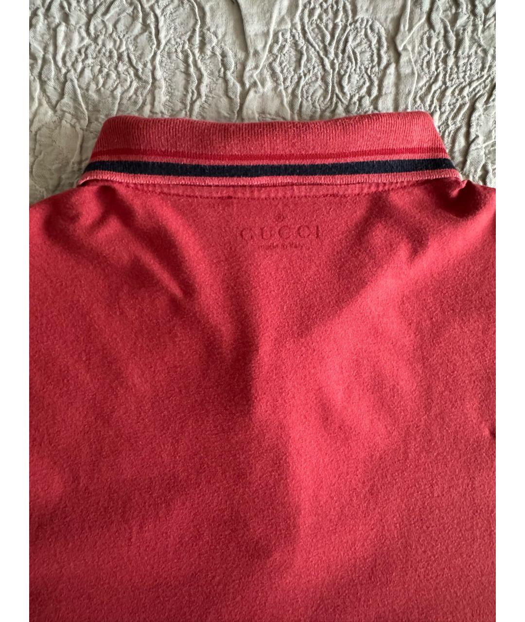 GUCCI Бордовое хлопковое поло с коротким рукавом, фото 5