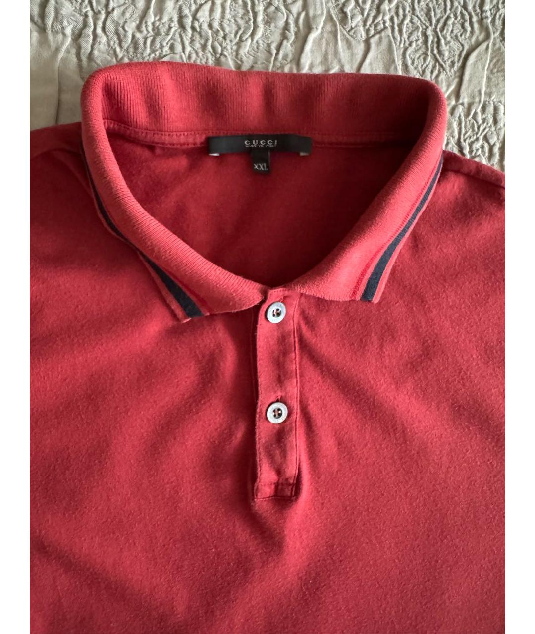 GUCCI Бордовое хлопковое поло с коротким рукавом, фото 3