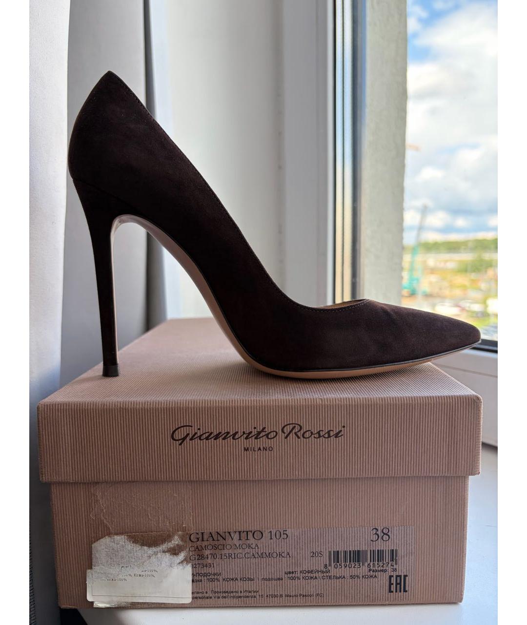 GIANVITO ROSSI Коричневые кожаные туфли, фото 6