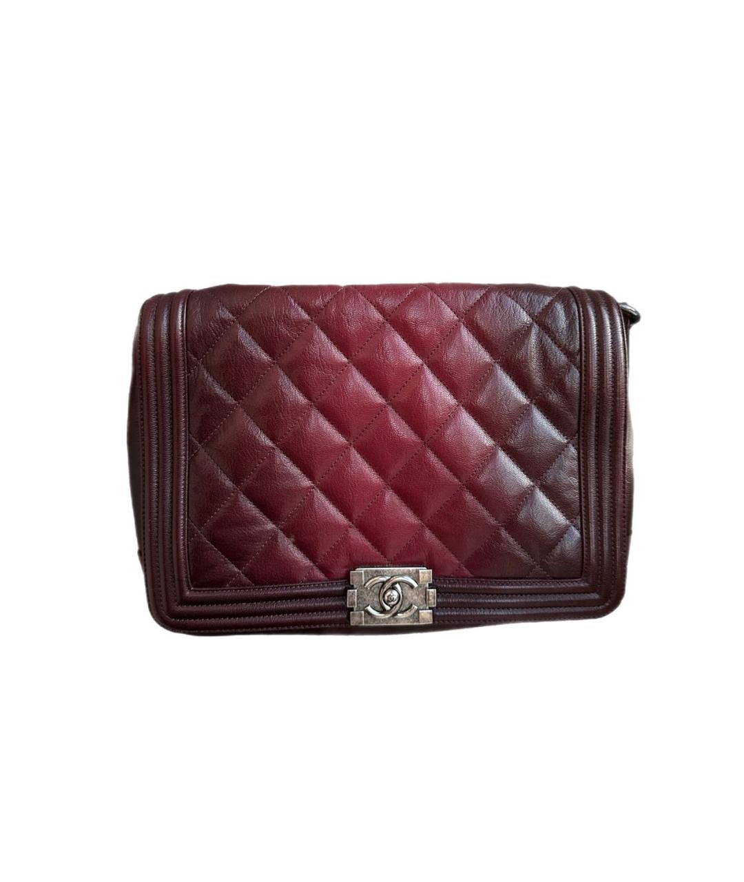 CHANEL Бордовая кожаная сумка через плечо, фото 9