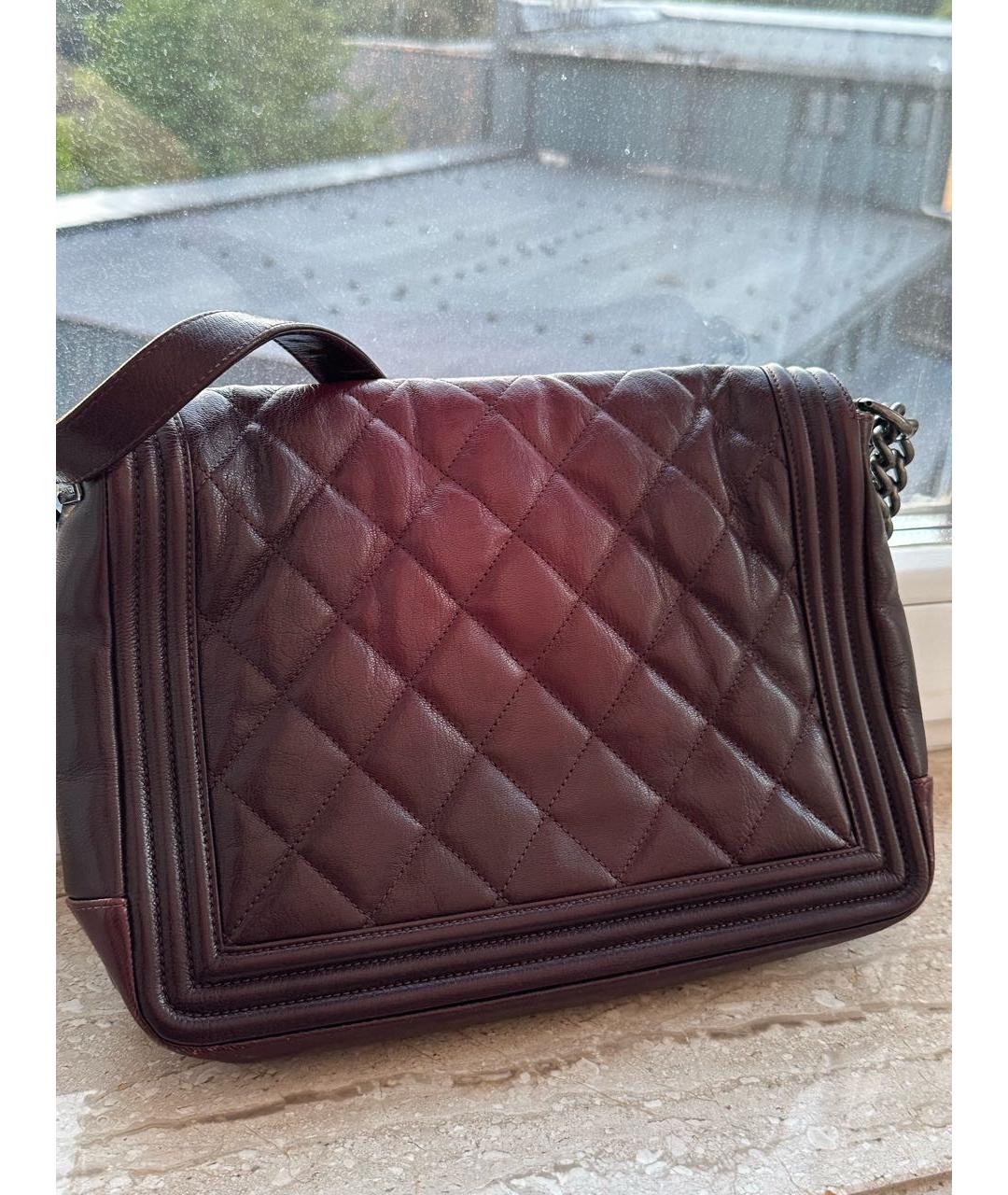 CHANEL Бордовая кожаная сумка через плечо, фото 3