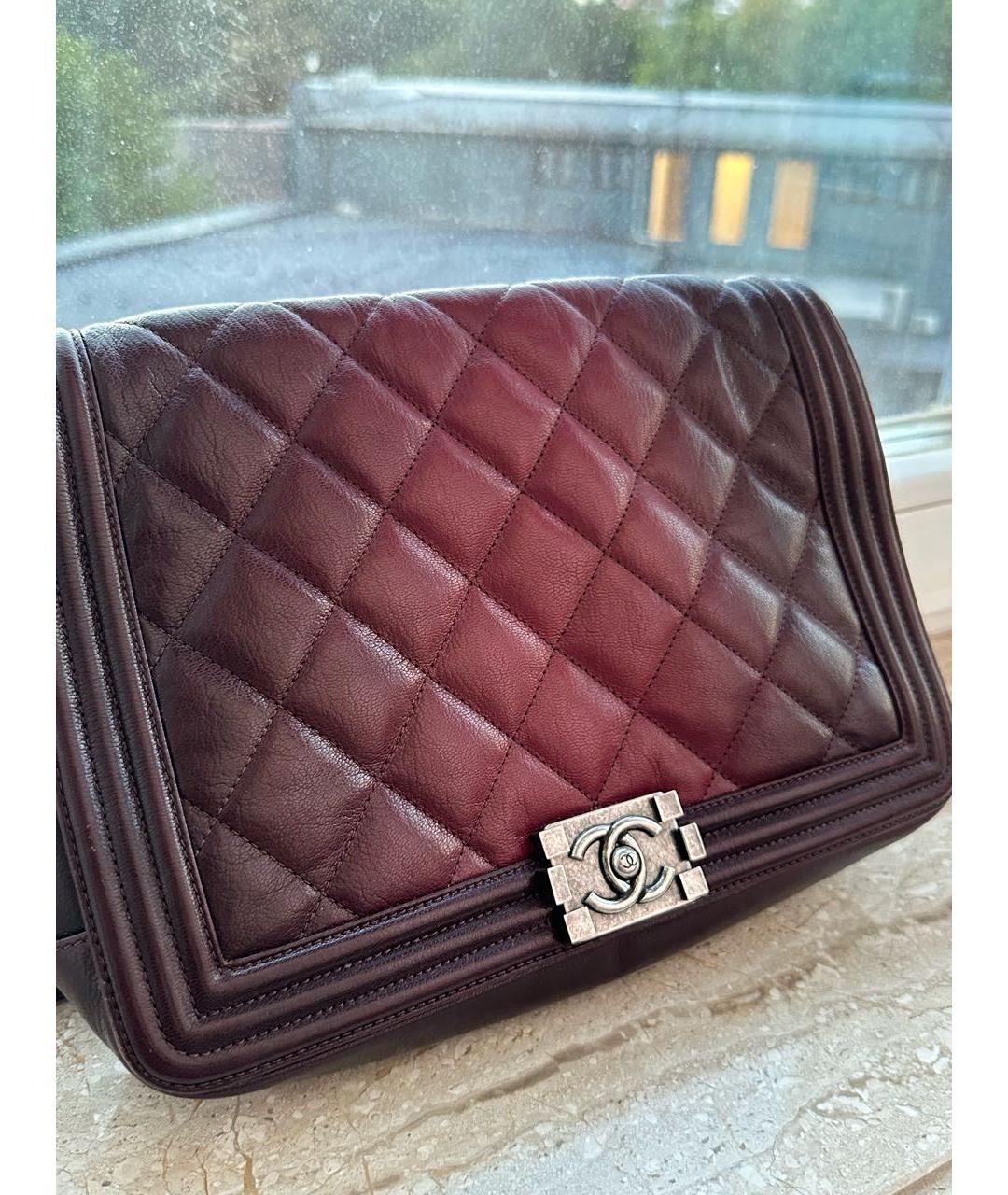 CHANEL Бордовая кожаная сумка через плечо, фото 2