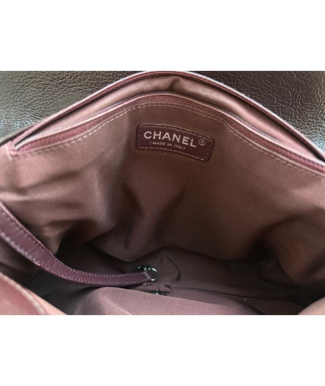 CHANEL Бордовая кожаная сумка через плечо, фото 4